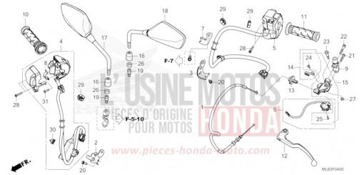 CONTACTEUR DE POIGNEE/POIGNEE/CABLE/MIROIR CB750AP de 2024